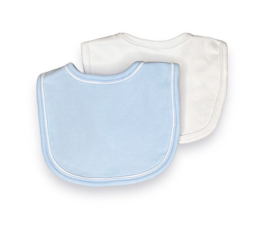 Blue Bib with white piping